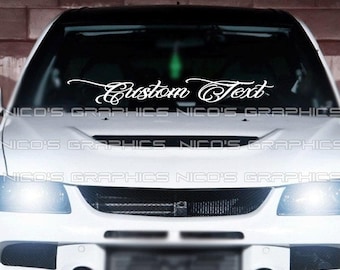 Custom Text Tattoo Style Car Decal: Windshield Sticker, JDM Vinyl