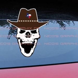 Texas Cowboy Skull Decal Sticker / Lone Star State /Texas State Flag / Car/ Truck/ SUV/ Texan/
