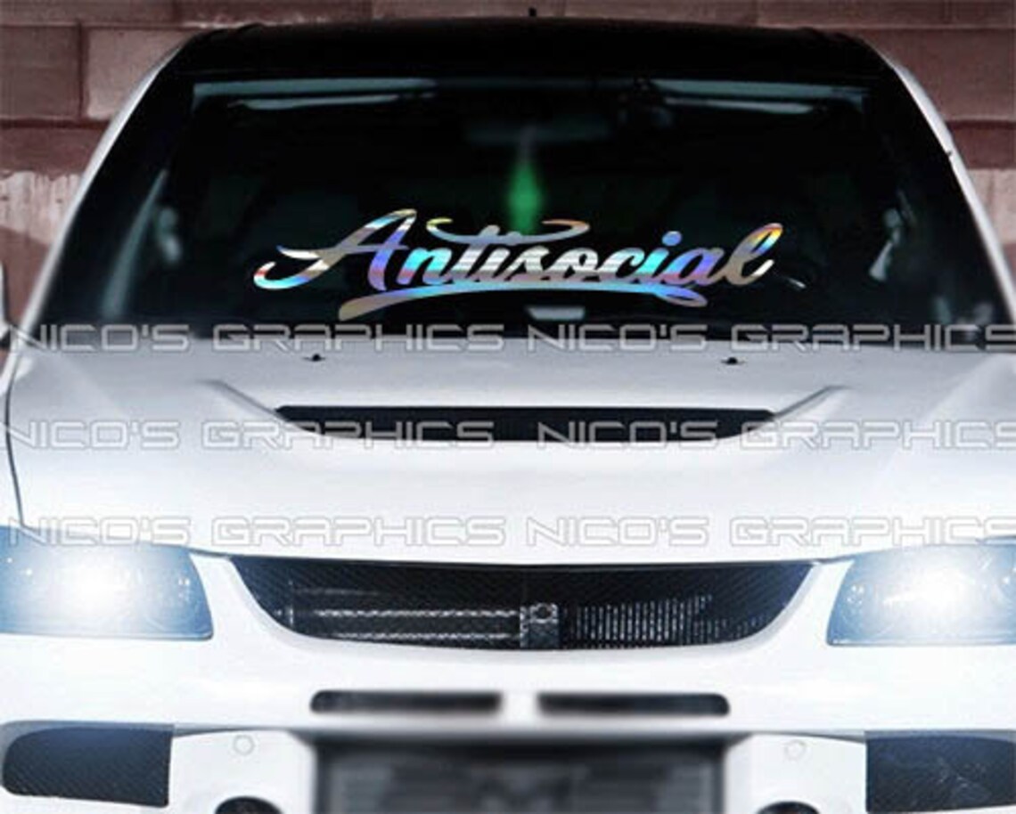Antisocial Windshield Decal Sticker Window Banner JDM Euro KDM Etsy