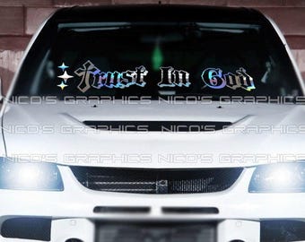 Trust In God Windshield Decal: Religious Car Sticker