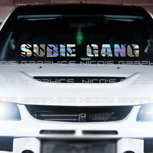 Subie Gang Distressed Windshield Graphic Decal Car Sticker Banner JDM Vinyl
