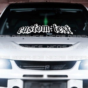 Custom Text Outline Windshield Graphic Decal Car Sticker Banner JDM Vinyl Euro KDM USDM Style #V