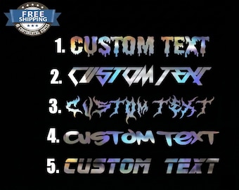 Custom Text Vinyl Decal No Background - Oil Slick Holographic Personalized Lettering Adhesive Sticker - Waterproof B