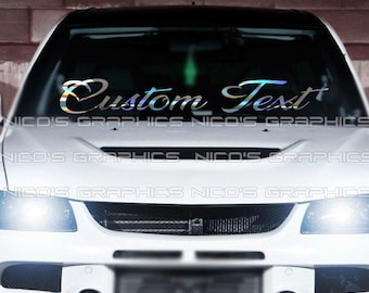 Custom Text Windshield Decal: Girly Script Heart Car Sticker