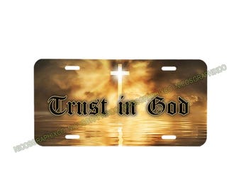 Trust in God License Plate Religious Christian Jesus Pray Blessed