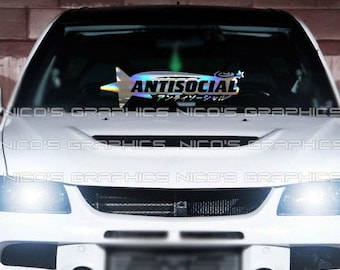 Naklejka na szybę samochodu antyspołecznego: baner JDM