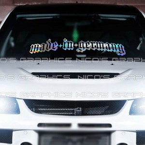 Made in Germany Windschutzscheibe Banner Aufkleber Front/Rückseite Fenster deutschen Euro Import passt PKW LKW Geländewagen
