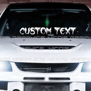 Custom Text Windshield Graphic Decal Car Sticker Banner JDM Vinyl Euro KDM USDM Style We
