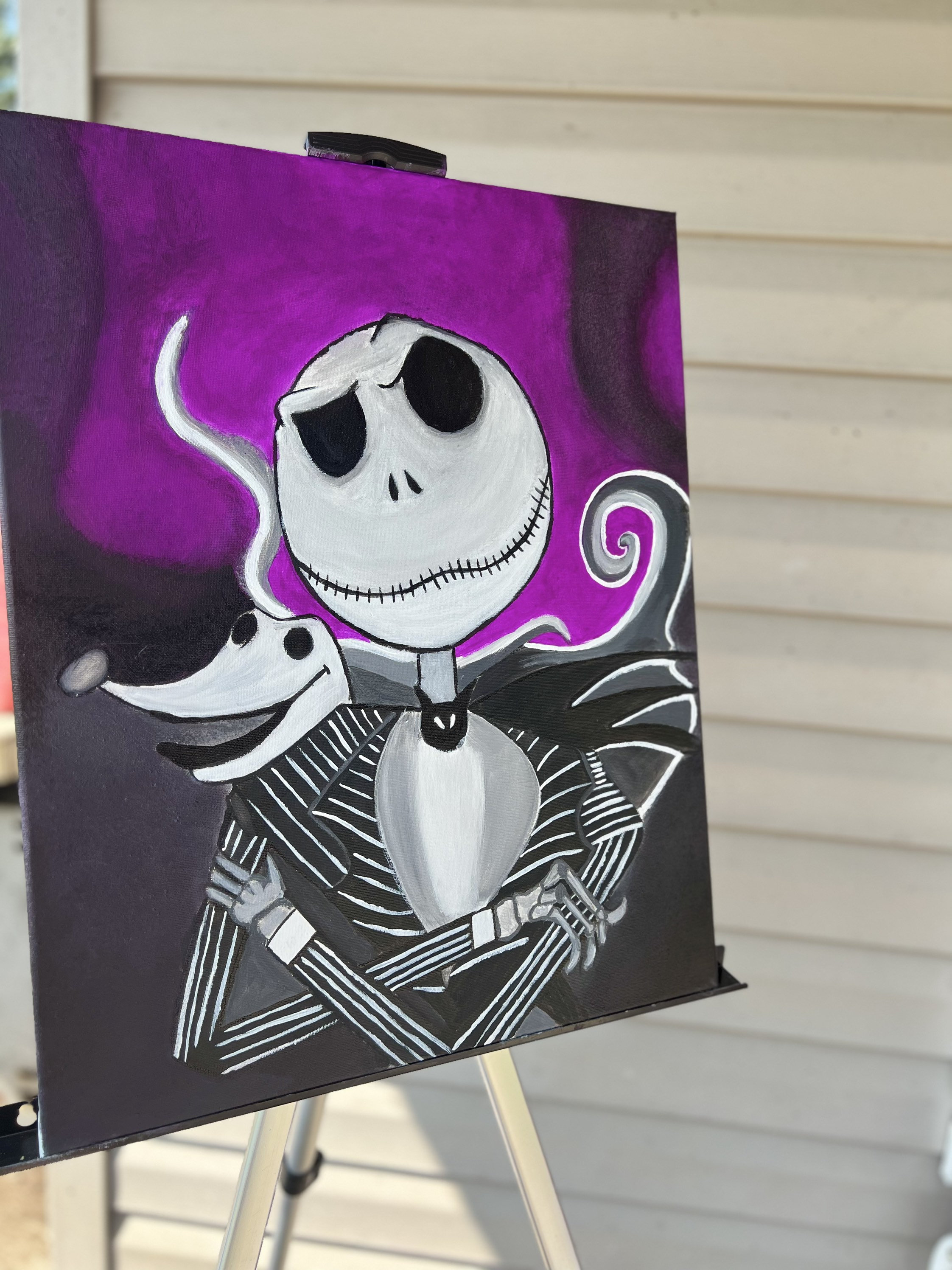Jack Skellington Inspired Abstract Acrylic Painting 16x20 Etsy