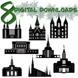 Latter-Day Saint Temples Silhouette Sketches Art | SVG and PNG Files Digital Download | LDS Temple Vector, Cricut Machine Files