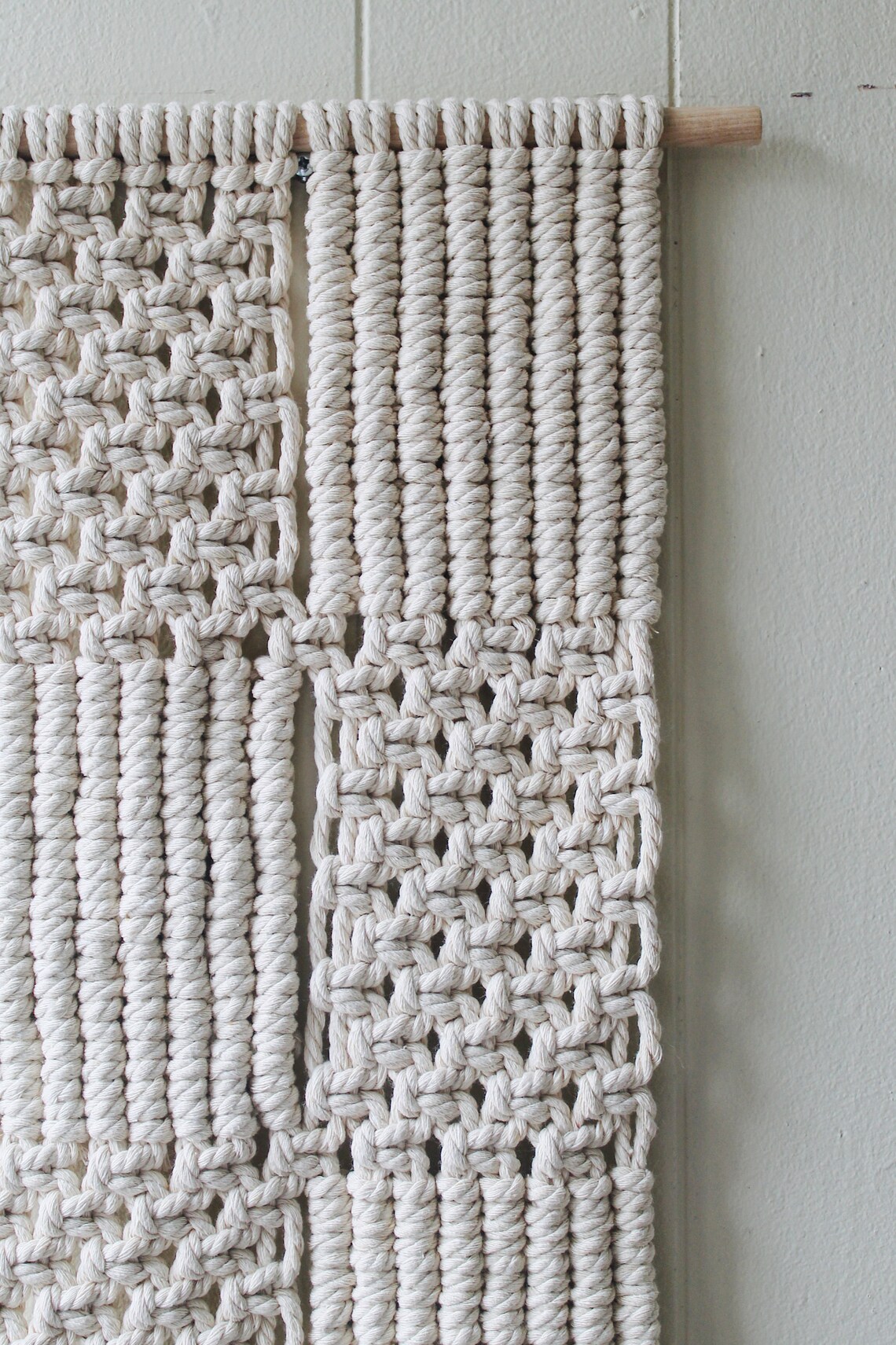 Long Macrame Wall Hanging in Alternating Knot Patterns Etsy
