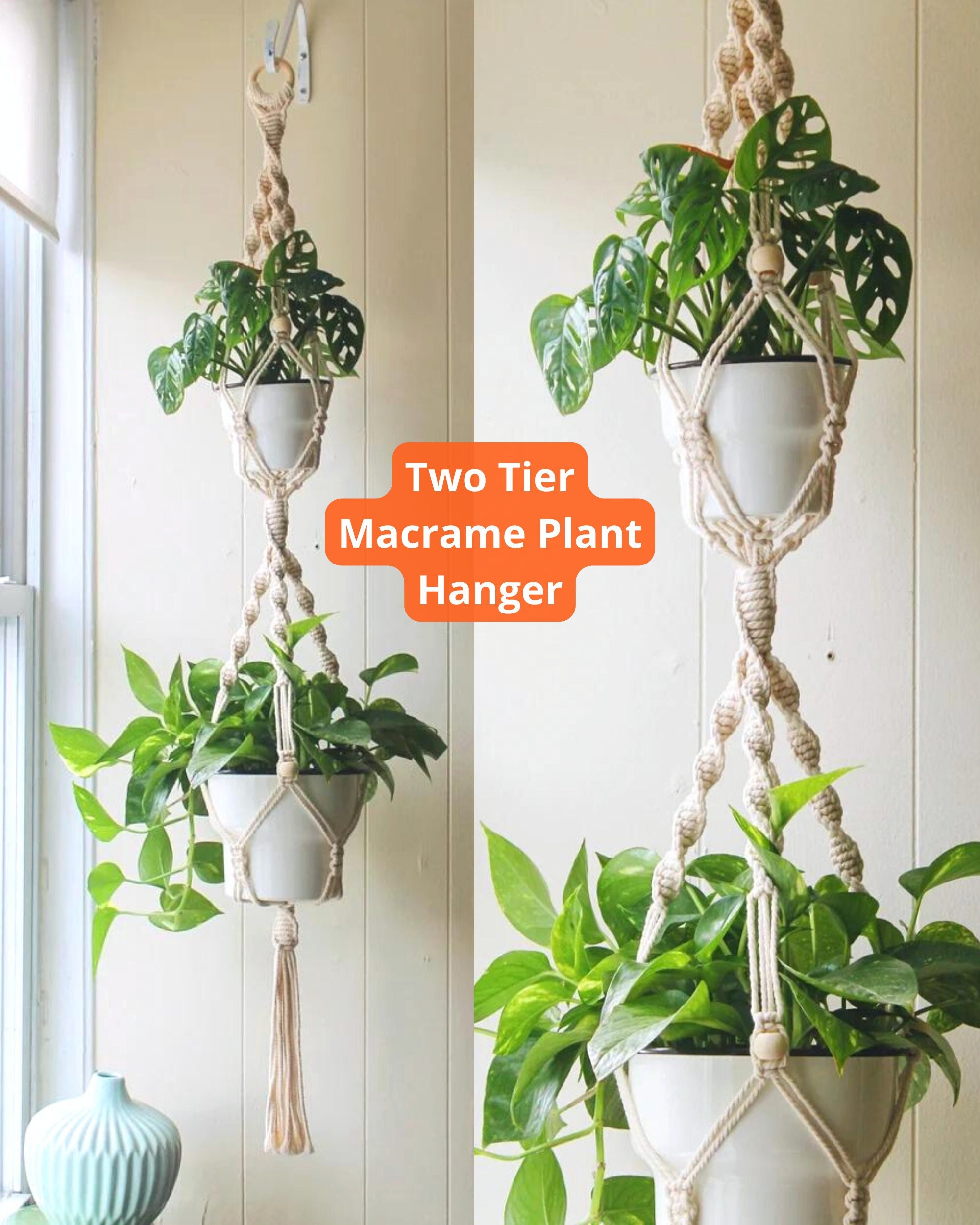 Two Wall Plant Hanger, Wall Hook for Plants, Wooden Plant Hanger, Wall  Plant Hook, Hanging Planter, Hanging Plant Holder 