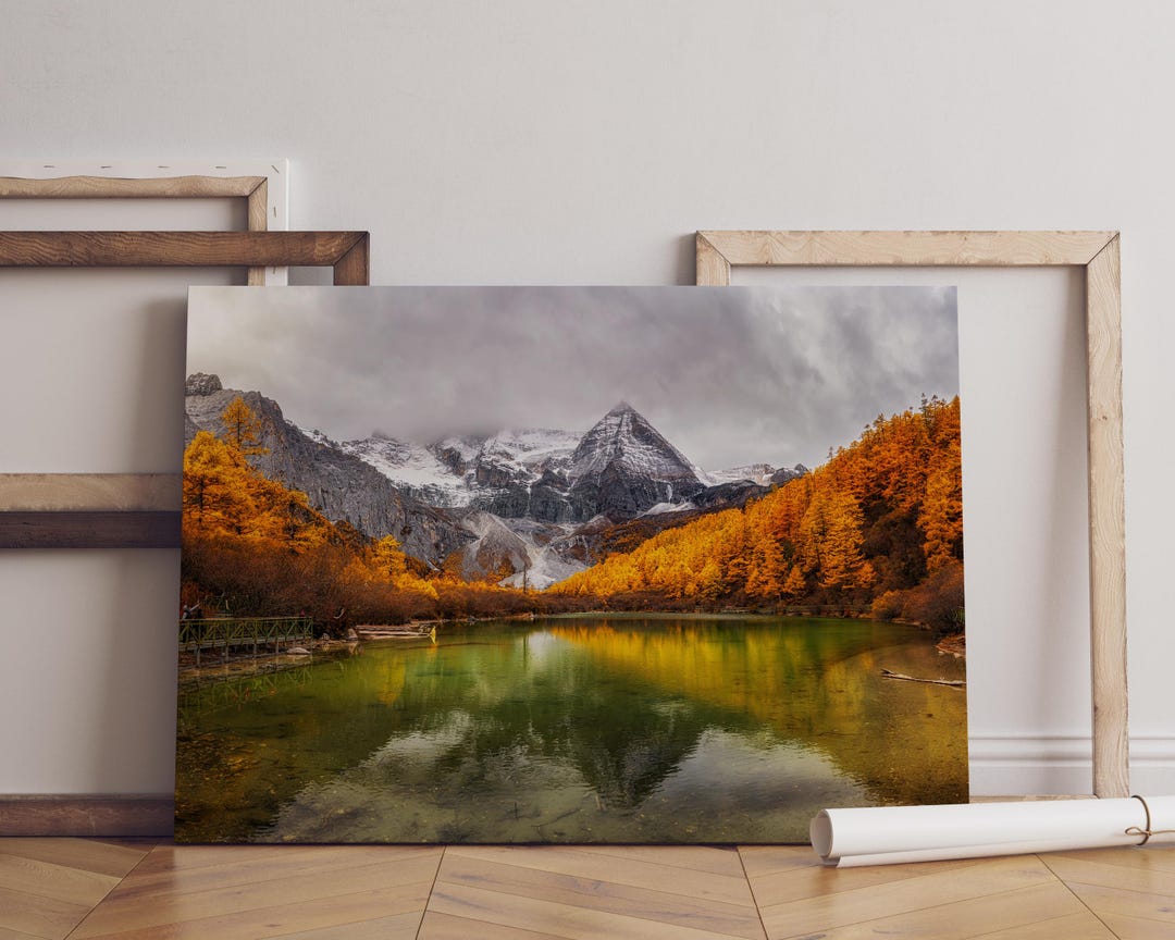 Autumn Mountain Lake Canvas Print, Forest Reflection Wall Art - Etsy