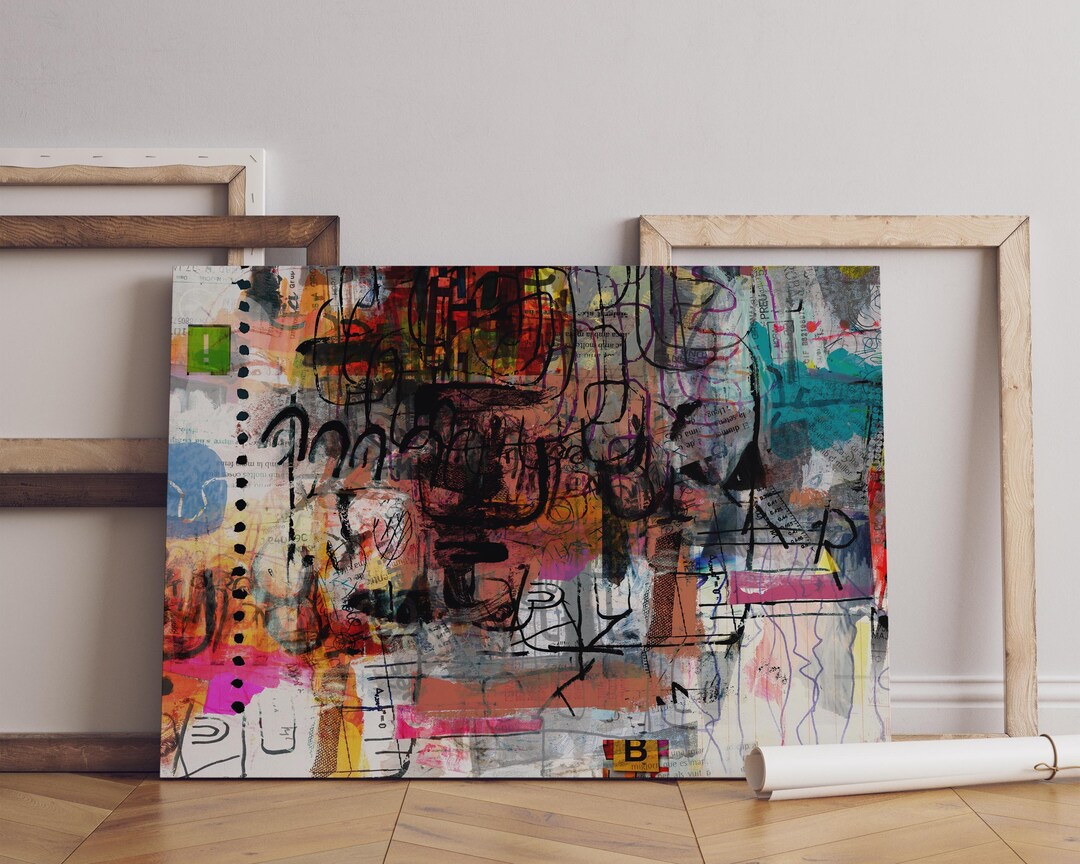 Abstract Graffiti Collage Canvas Print, Modern Urban Wall Art - Etsy