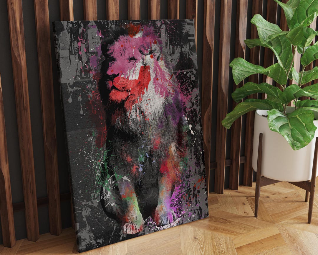 Colorful Abstract Lion Canvas Print – Pop Art Animal - Etsy