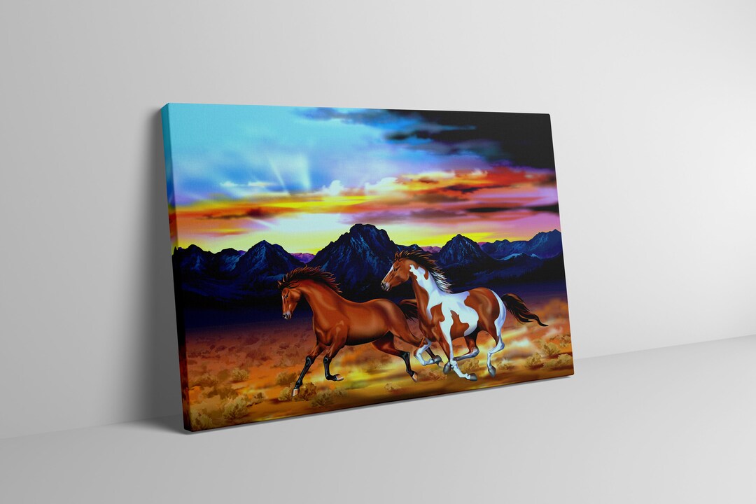 Horse Painting on Canvas. Horse Wall Art Canvas. Wild Horse Canvas