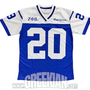 Zeta Phi Beta Football Jersey: Royal Blue V-Neck Sorority Shirt