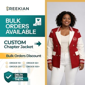 Customizable Delta Sigma Theta Varsity Blazer, Bulk Orders for Lines, Chapters, and Groups, Perfect for Sorority Events & Gifting