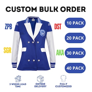 Custom Sorority Varsity Blazer - Zeta Phi Beta, Delta Sigma Theta, AKA, Sigma Gamma Rho Jacket - Personalized Blazer for Greek Events & Gift