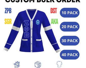 Custom Sorority Cardigan - Zeta Phi Beta, Delta Sigma Theta, AKA, Sigma Gamma Rho Cardigan with Embroidery - Personalized Greek Apparel