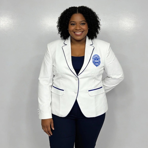 Blazer bordado Zeta Phi Beta, chaqueta de remo de hermandad