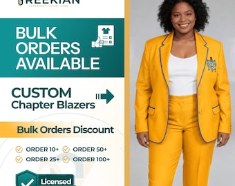 Sigma Gamma Rho Golden Embroidered Blazer | Custom SGRho Chapter Blazer | Bulk Orders Available