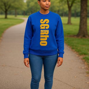Sigma Gamma Rho Sorority Sweatshirt, Chenille patch 'SGRho with 1922' Embroidered Crewneck