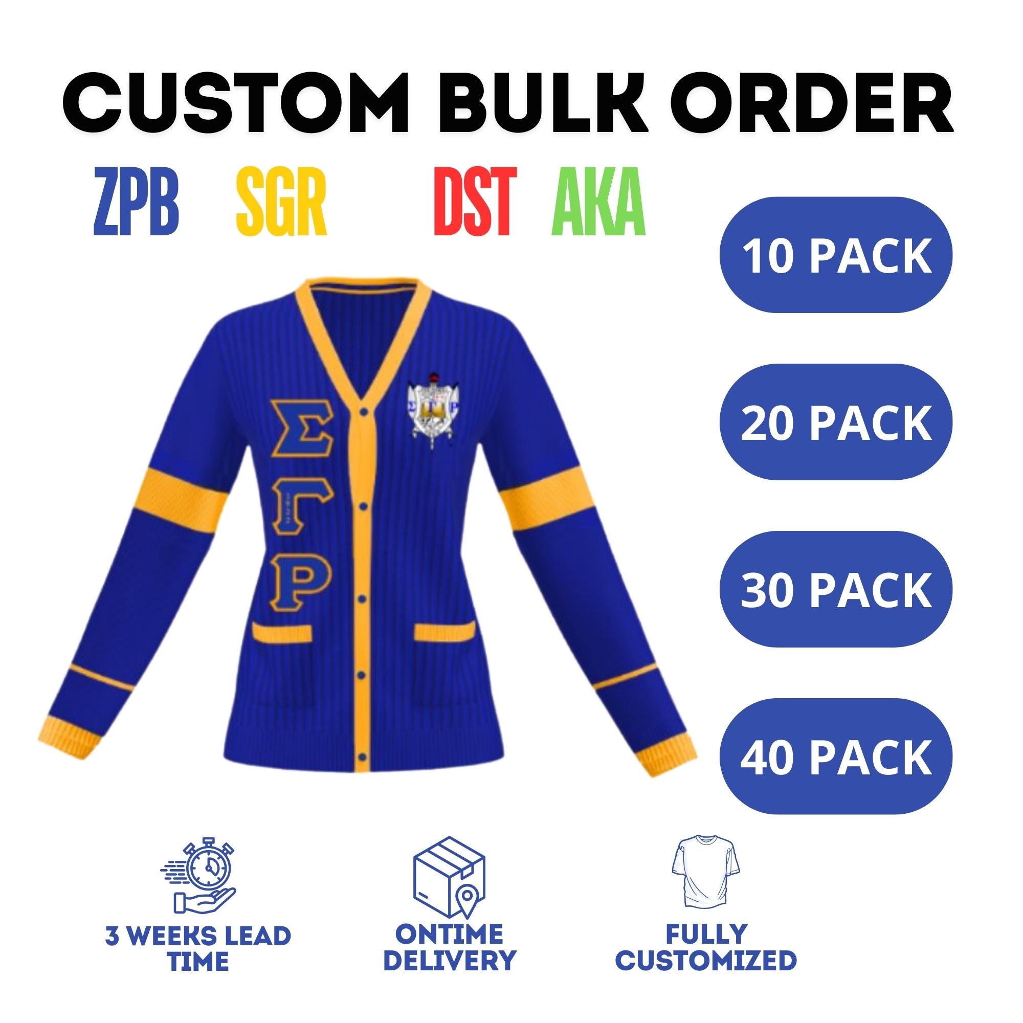 Greek Sorority Cardigan - Custom Sigma gamma rho, Delta Sigma Theta, AKA, Zeta phi beta Embroidered Apparel - Customizable Merch