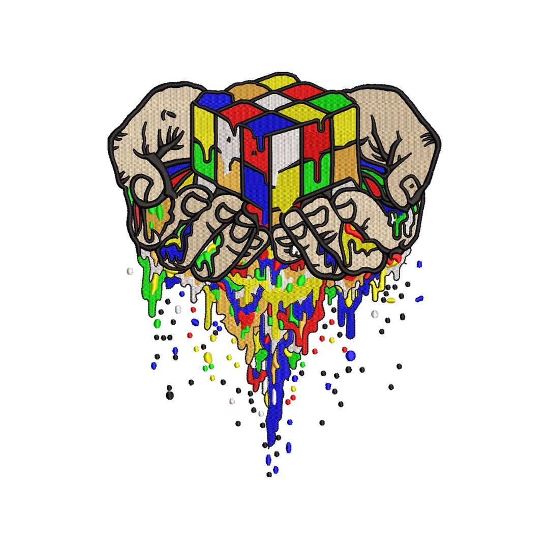Rubik's Cube Melting Embroidery Designs Machine Embroidery Designs