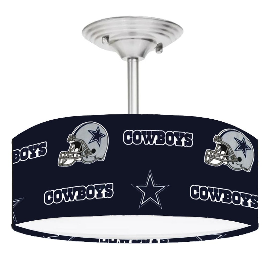 Dallas Cowboys NFL Football 2light Brushed Nickel Drum Style LED Lamp