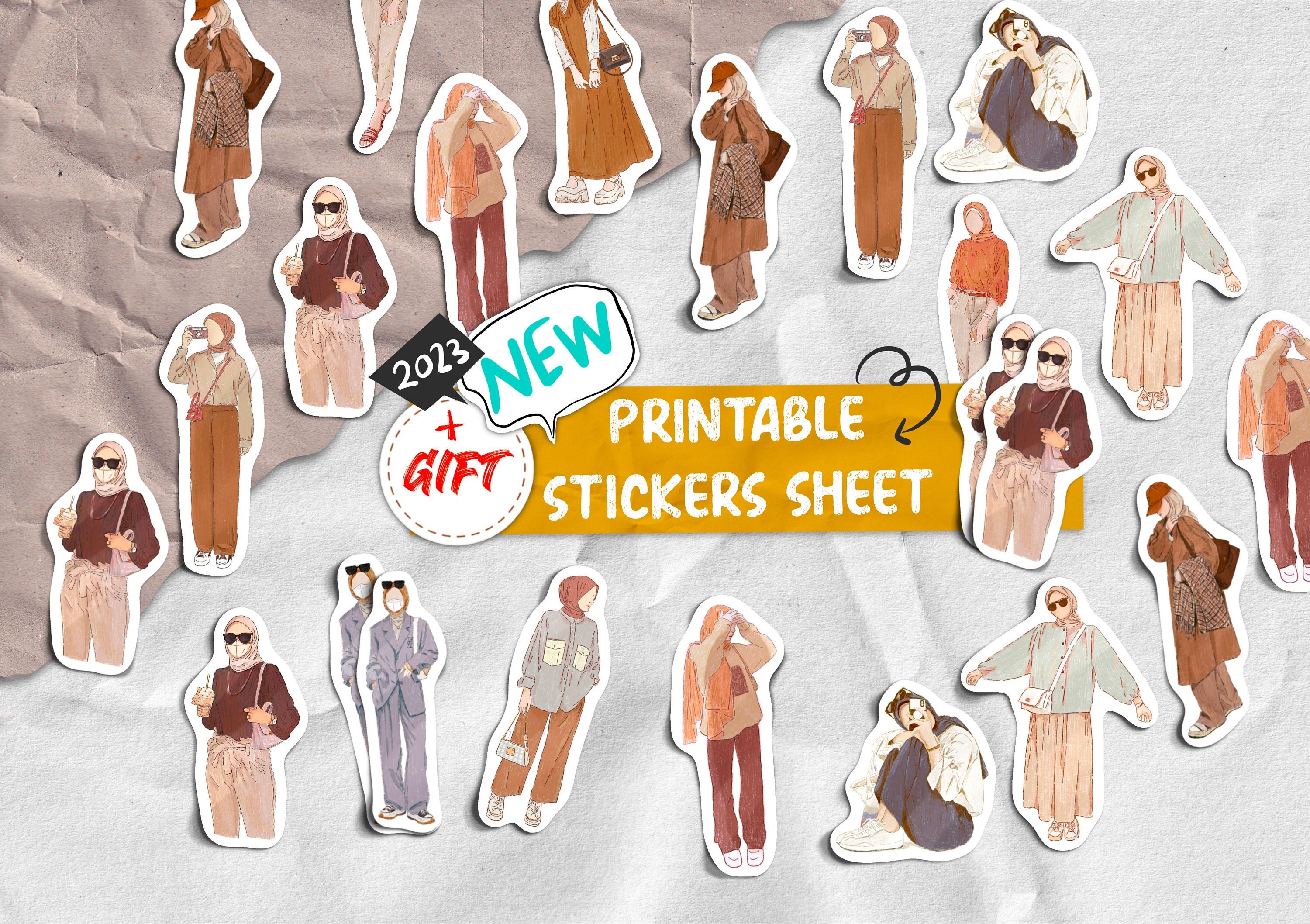 Modesty Sticker Islam Hijabi Sticker Sheet ,muslimah Sticker Sheet, Islamic Sticker Sheet ...