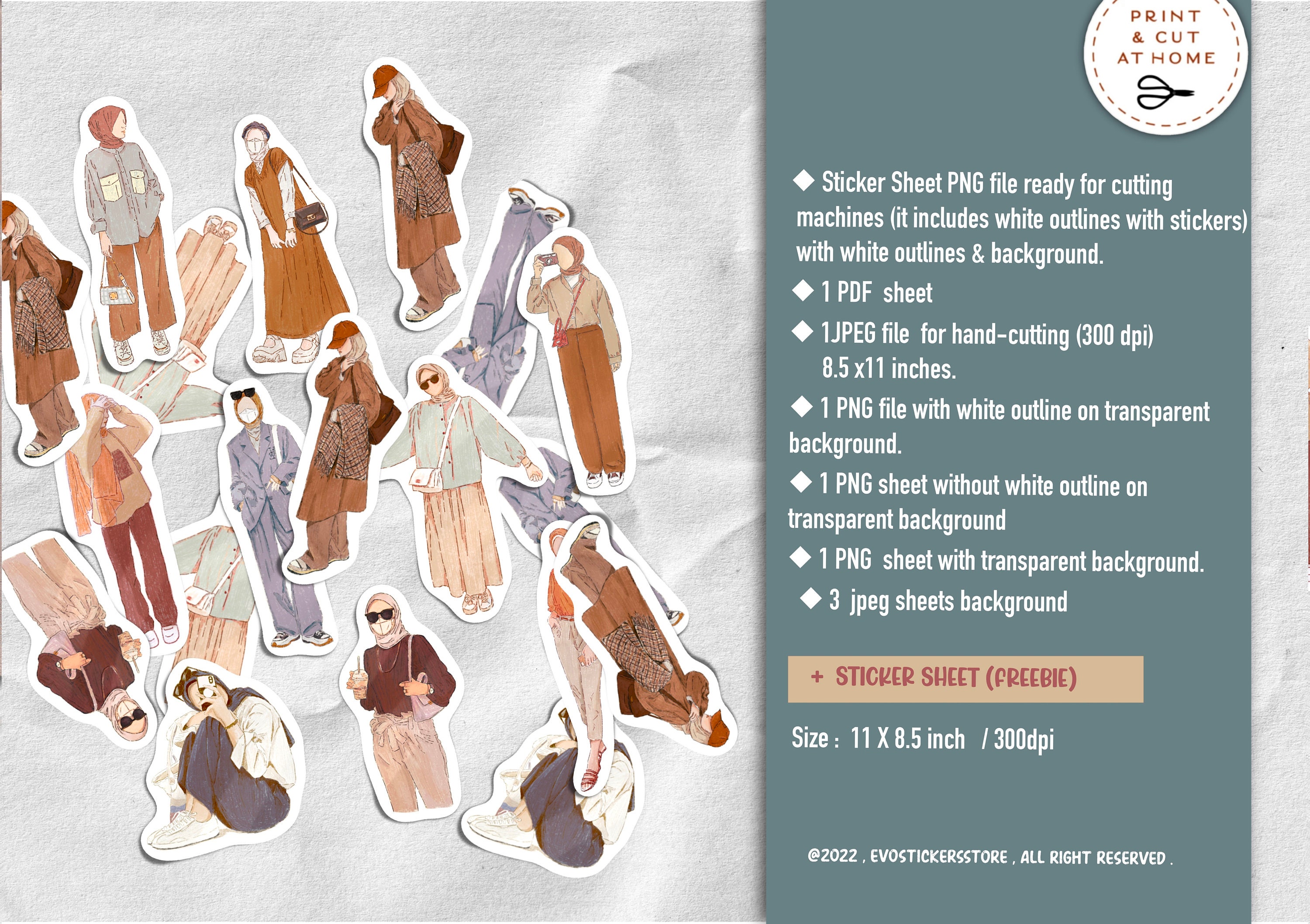 Modesty Sticker Islam Hijabi Sticker Sheet ,muslimah Sticker Sheet, Islamic Sticker Sheet ...
