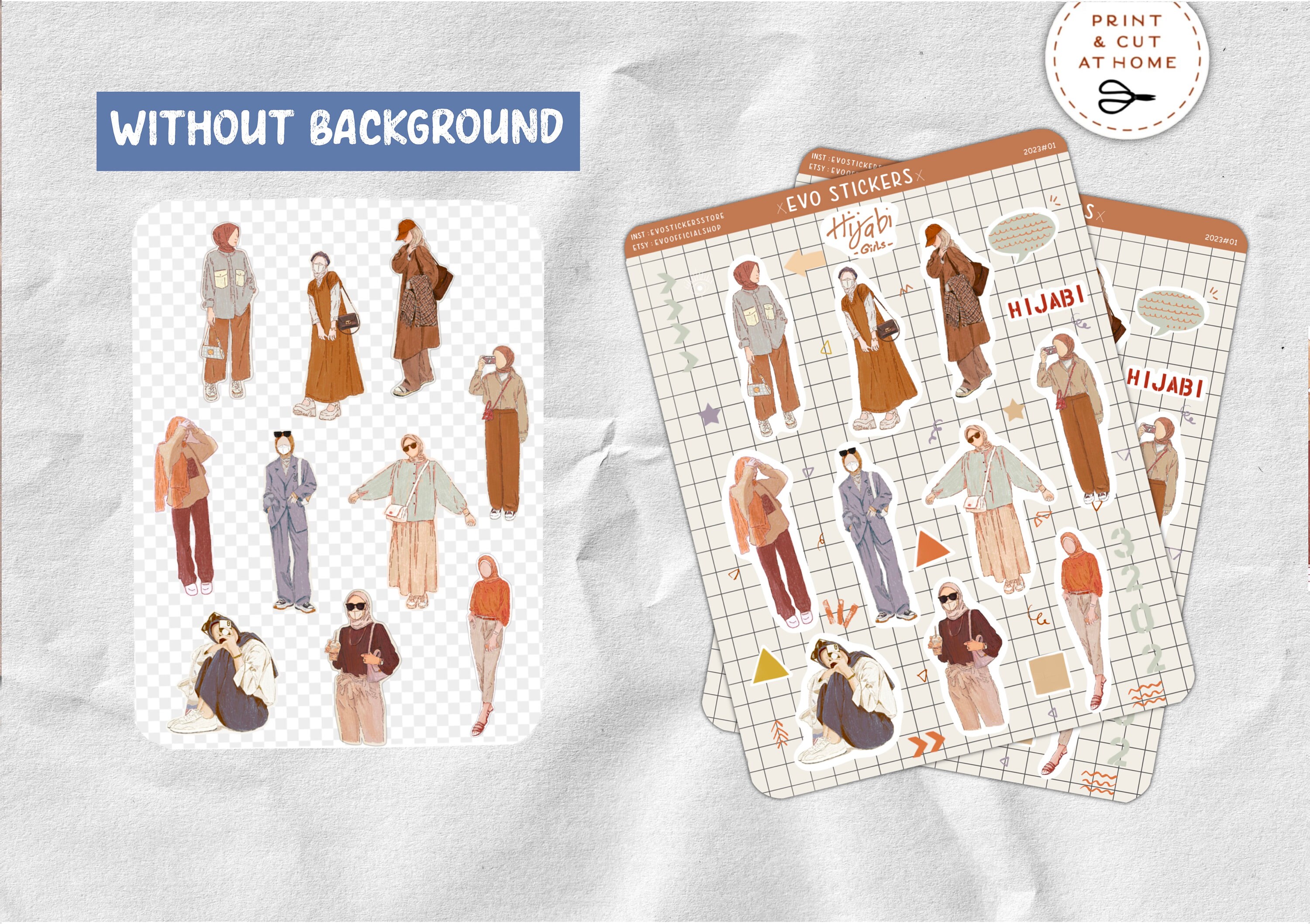 Modesty Sticker Islam Hijabi Sticker Sheet ,muslimah Sticker Sheet, Islamic Sticker Sheet ...
