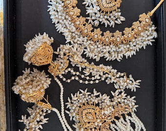 Gold Plated Bridal Jewelry Set |  Earrings Necklace | Indian Pakistani Wedding Party Wear