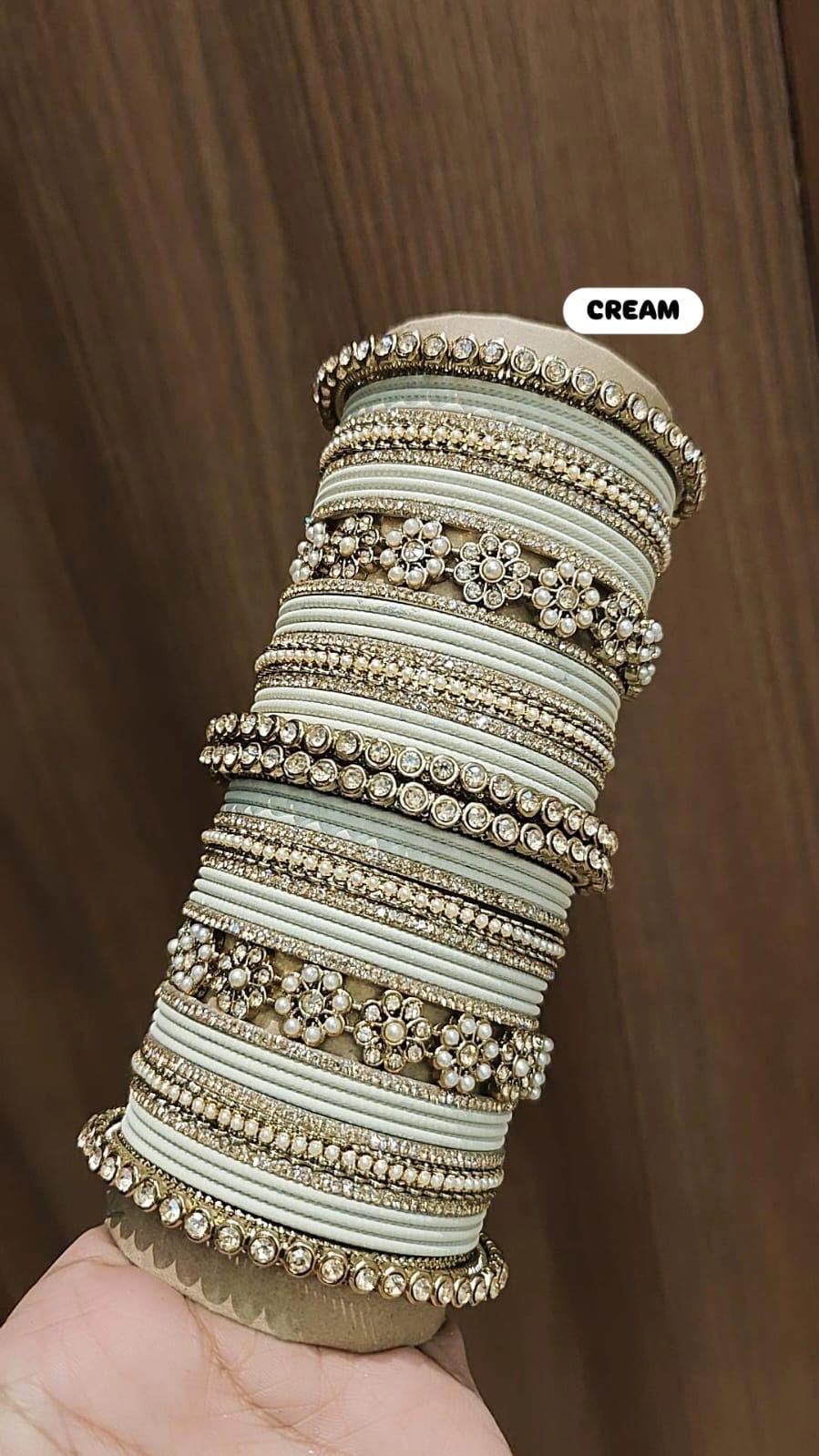 Elegant Cream Bridal Bangle Set | Indian Pakistani Wedding  display picture 3