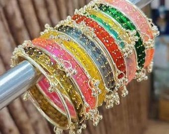 Glass Kashmiri Bangles Set | Indian Pakistani Bridal Bollywood Style Jewelry | Sabyasachi Inspirational Wedding Gift