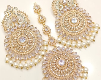 Nauratan Multi-Stein Tikka Set / Pakistanischer Schmuck / Pakistanischer Hochzeitsschmuck