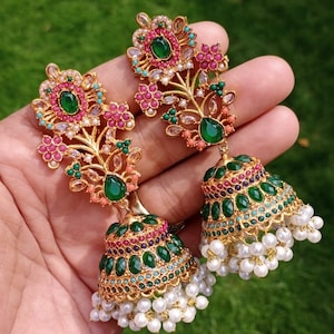 Nauratan Jhumka Earrings: Indian Wedding Jewelry