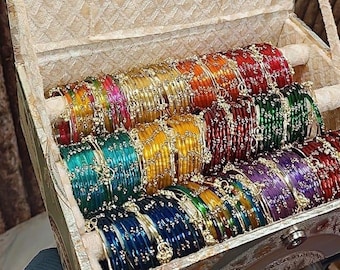 Glass kashmiri Bangles Set | Indian Pakistani Bridal Bollywood Style Jewelry | Sabyasachi Inspirational Wedding Gift