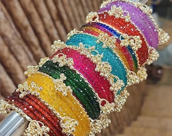 Glass Kashmiri Bangles Set | Indian Pakistani Bridal Bollywood Style Jewelry | Sabyasachi Inspirational Wedding Gift