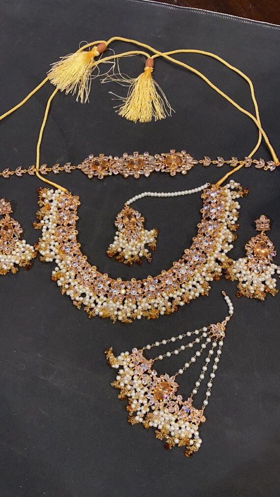 Pakistani Indian Jewellery Set | Wedding Necklace Earrings Tikka
