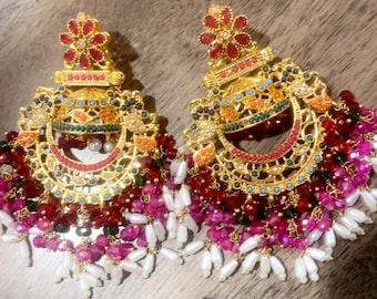 Nauratan  Earrings- / Indian Pakistani Shaadi Jerwelry Wedding/ Sabyasachi Bollywood/