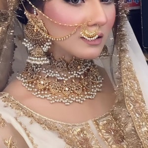 Bridal  Gold Plated Heavy Complete Set / Indian Pakistani Bridal Shaadi Jewelry/ Bollywood Wedding