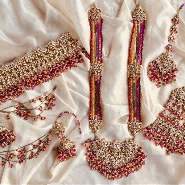 Bridal  Gold Plated Heavy Complete Set / Indian Pakistani Bridal Shaadi Jewelry/ Bollywood Wedding