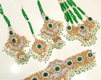 Nauratan  Heavy Complete Set / Indian Pakistani Bridal Shaadi Jewelry/ Bollywood Wedding