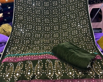 Pakistani Velvet Shawl with Handwork