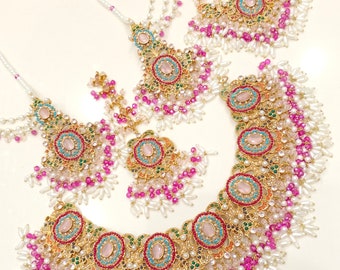 Bridal  Gold Plated Heavy Complete Set / Indian Pakistani Bridal Shaadi Jewelry/ Bollywood Wedding