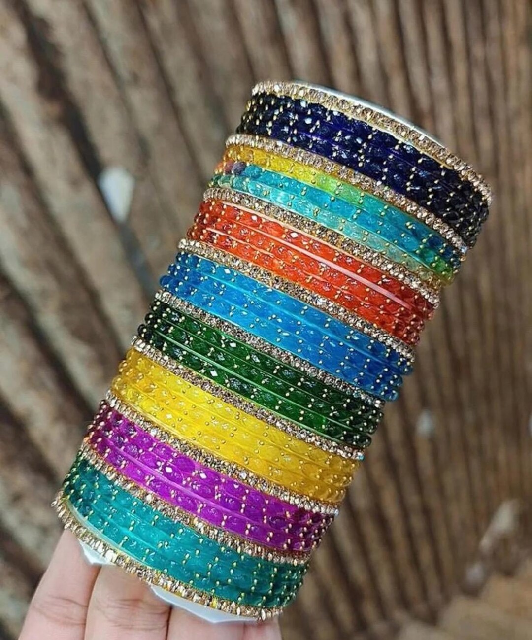 Incredible Indian 48 Braccialetti In Vetro Lucido Arcobaleno - Kanch Chudi Per Matrimoni E Feste