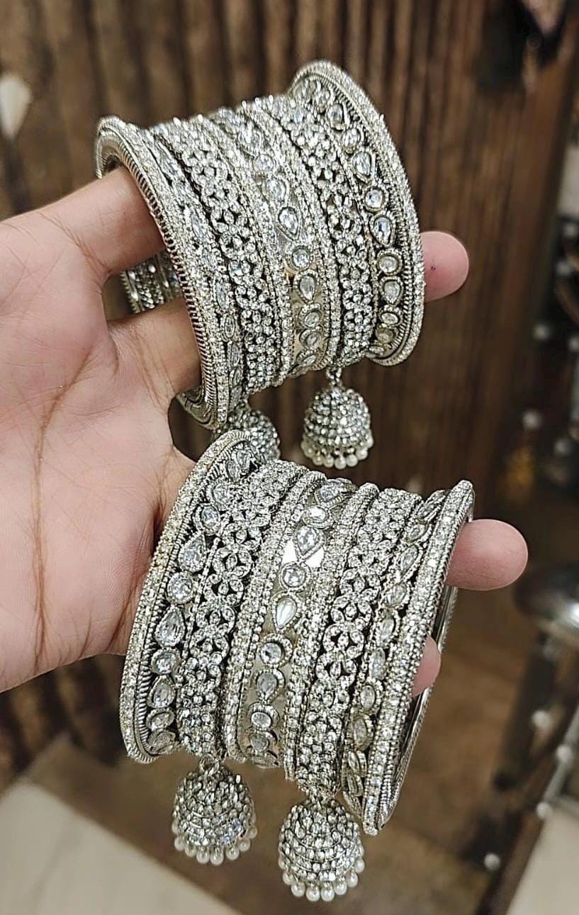 Silver Bridal Bangle Set, Indian Pakistani Wedding Jewelry - Etsy