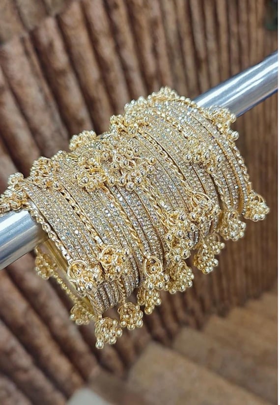 Gold Kashmiri Bangles Set | Indian Pakistani Bridal Bollywood Style Jewelry | Sabyasachi Inspirational Wedding Gift